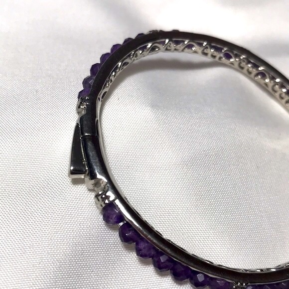 🌹Amethyst Beaded Bangle Bracelet - Picture 3 of 9